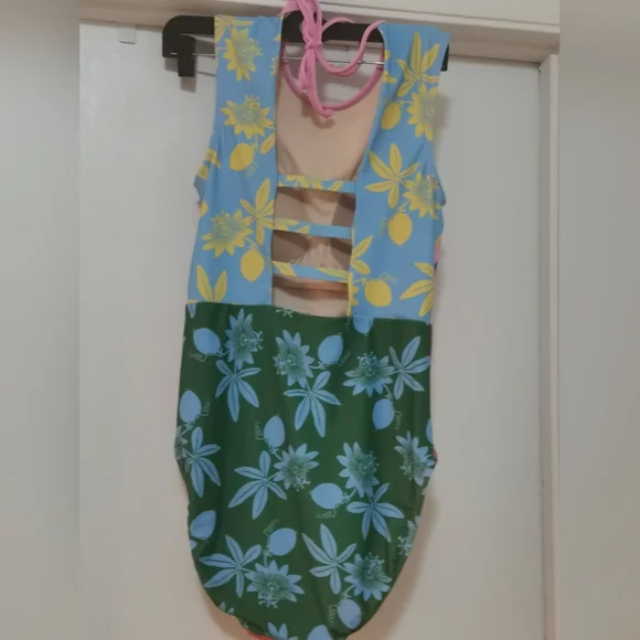NWT Lime Ricki Passionfruit Highg Neck  One Piece Swimsuit - Picture 3 of 8